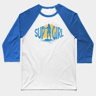 SUP Girl Standup Paddle Board Vintage Gift Baseball T-Shirt